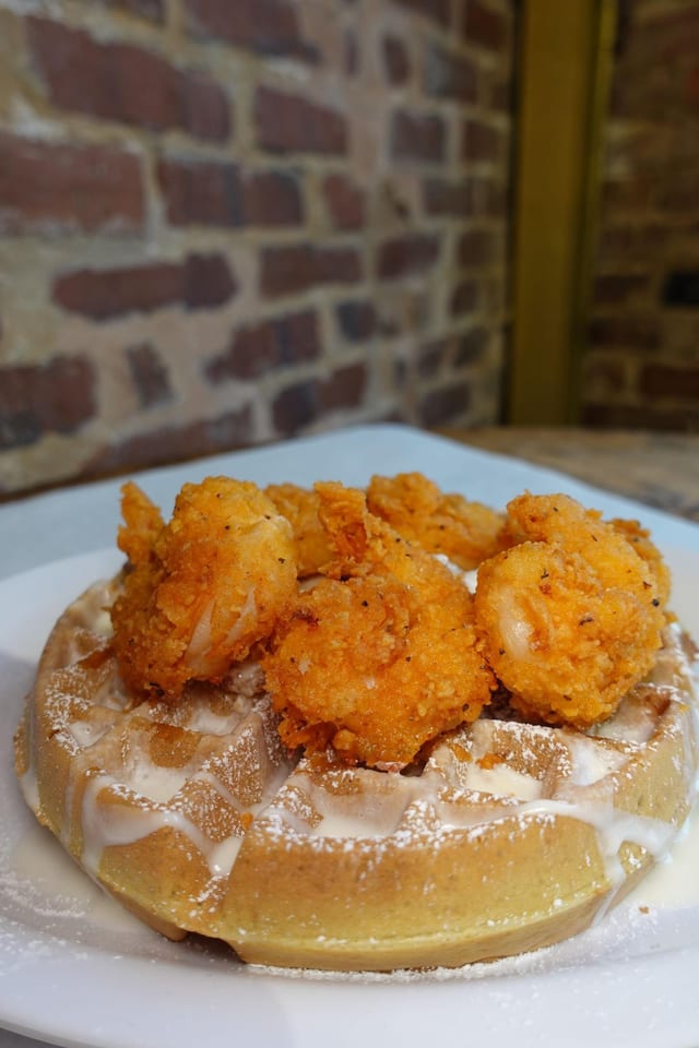 Fried Shrimp & Key Lime Waffle.